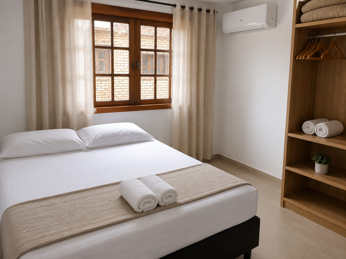 Casa Frente ao Mar Morrinho — quarto de casal com ar-condicionado